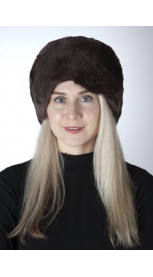 Dark brown rex fur hat